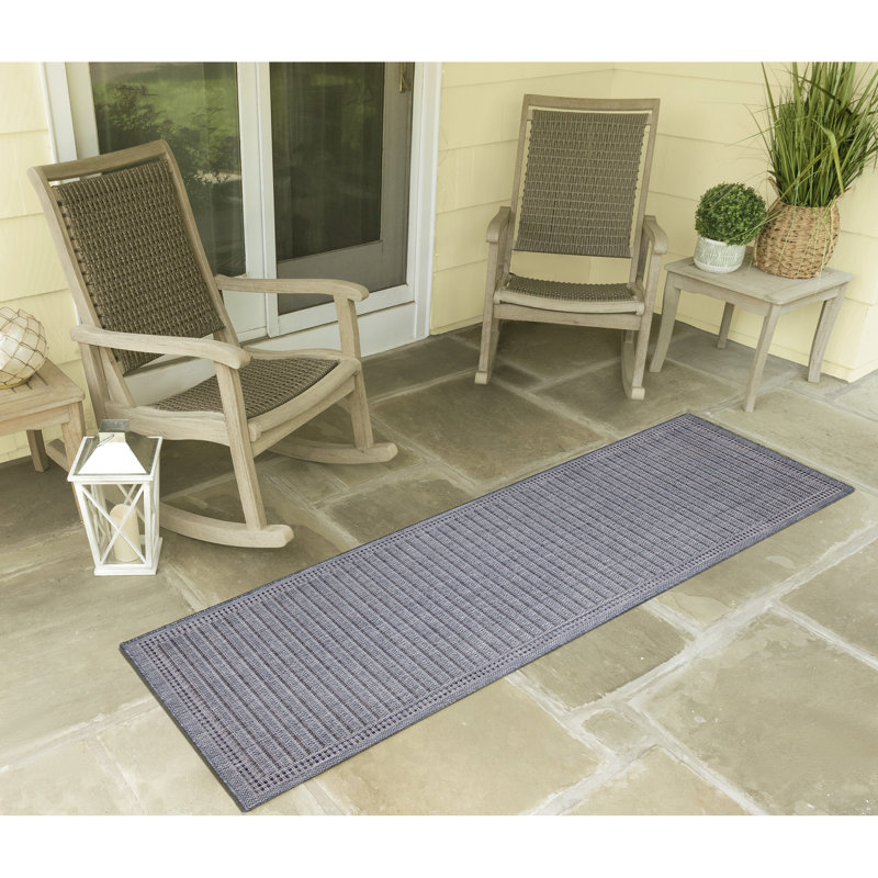 Tapis bleu marine intérieur / extérieur Tukgahgo, Tapis de couloir 1 pi 11 po x 7 pi 6 po