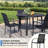5-Piece Outdoor Dining Set, Round Metal Table With 4 Black Chairs, Black Patio Table With Umbrella Hole For Garden, Yard, Patio-382817