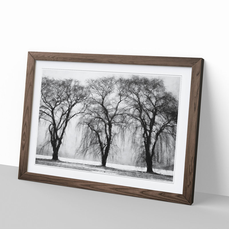 Three Trees at Winter - Framed Print, Walnut, 27cm H x 36cm W x 2cm D