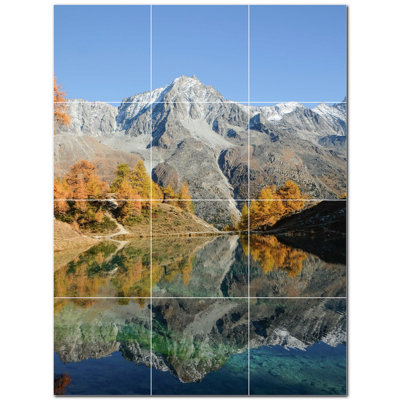 Mountains Photo 4.25'' x 4.25'' Satin Ceramic Decorative Mural
