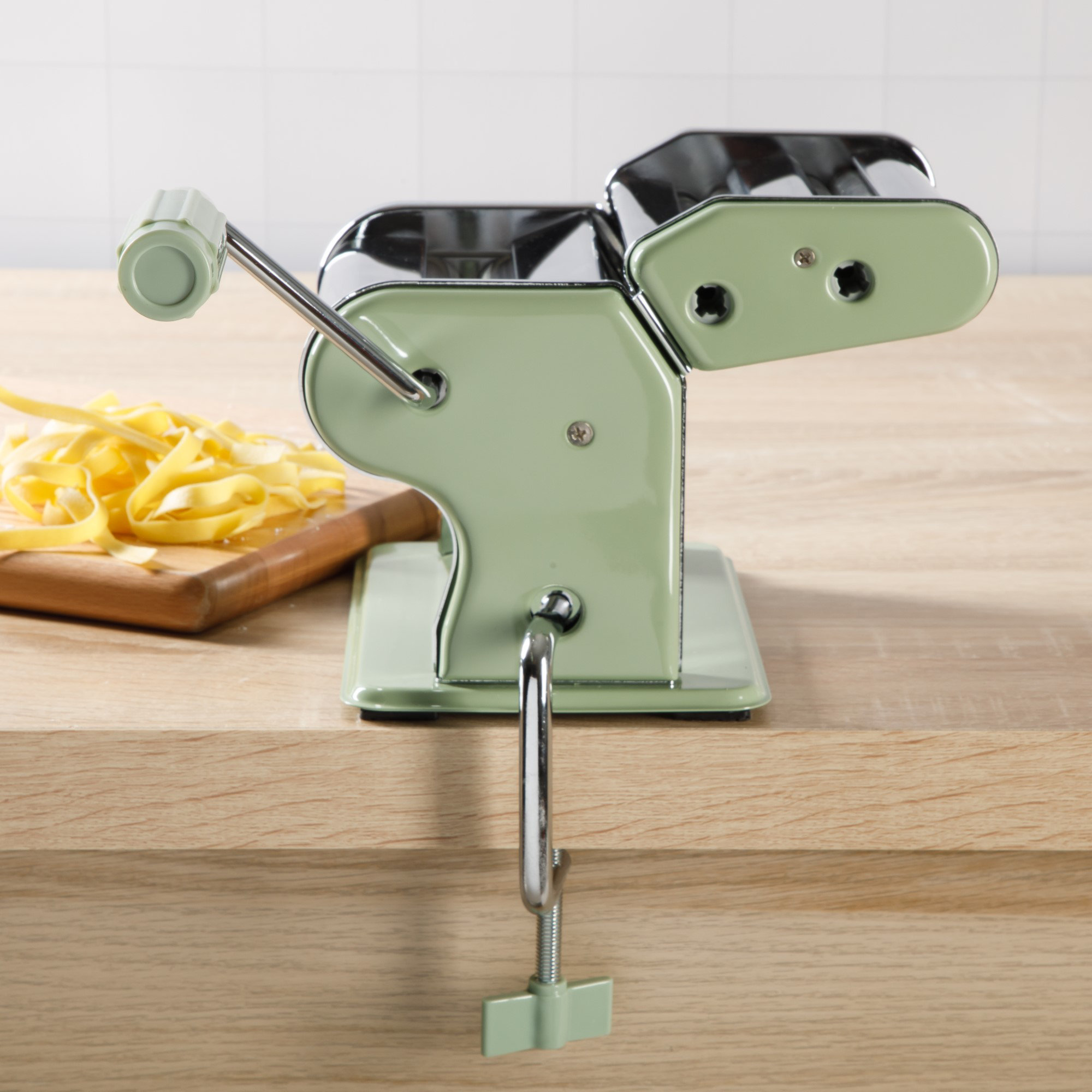Sur La Table Kitchen Essentials Va Bene Manual Pasta Maker Machine, Noodle Maker with Rollers and Cutters, Perfect for Spaghetti, Fettuccini, Lasagna or Dumpling Skin Silver, Stainless Steel/Juniper Green & Reviews | Wayfair