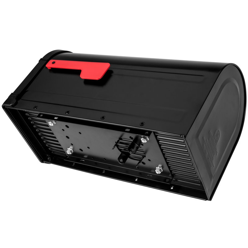 Large Black Aluminum Post Mount Mailbox with Steel Post