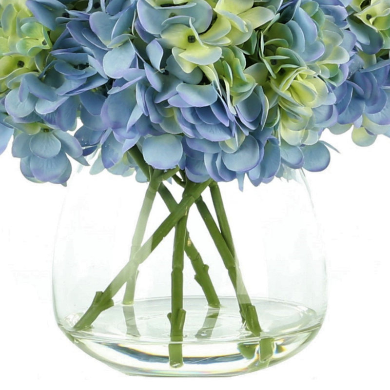 Faux Floral in Vase, Blue/Green