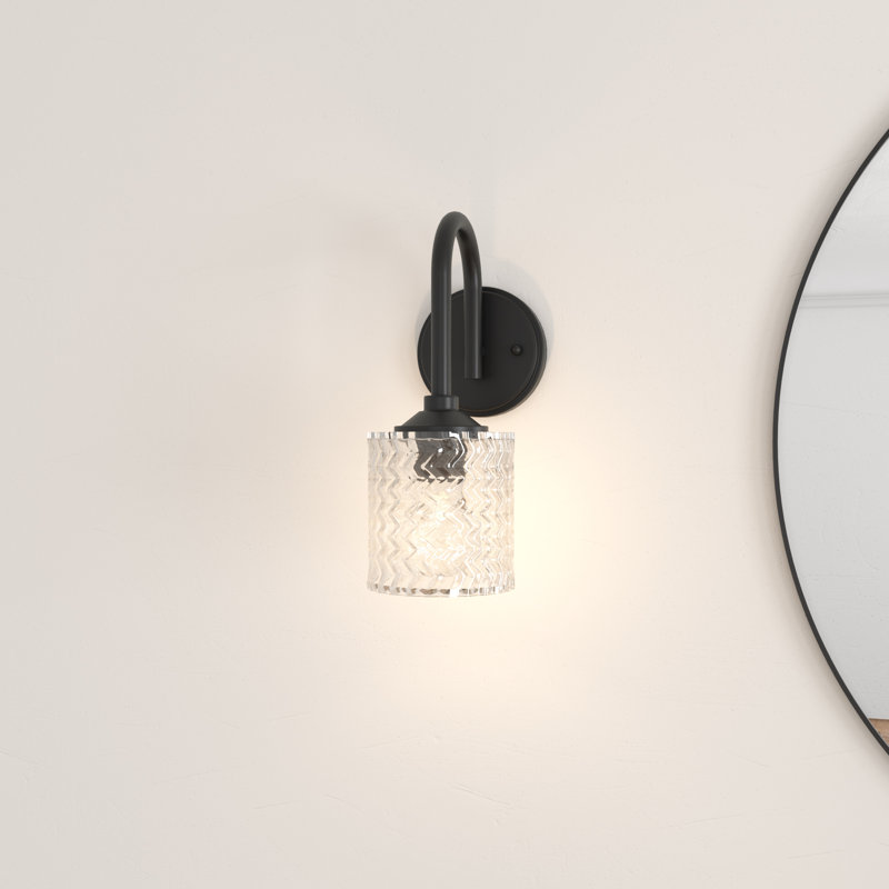 1-light Dimmable Armed Sconce Wall Sconce, Matte Black