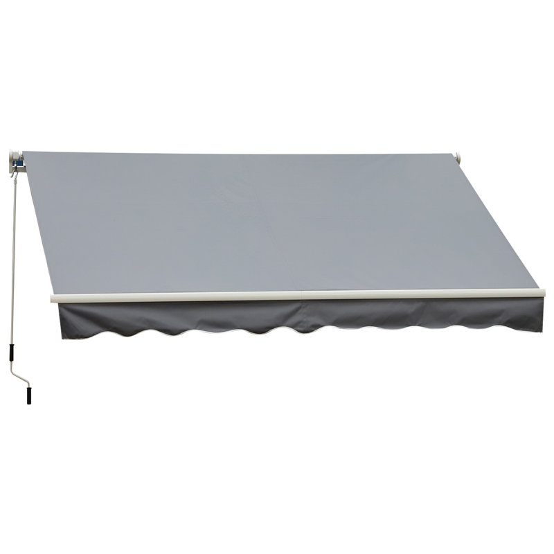 Auvent de terrasse à inclinaison manuelle, Gris, 116.1" W x 96.5" D