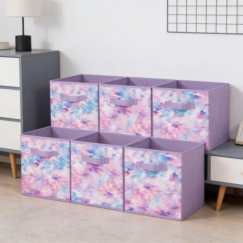 Ensemble de 6 cubes de rangement pliables en tissu avec poignées, bacs de rangement de 11 pouces pour tablettes, placard et rangement