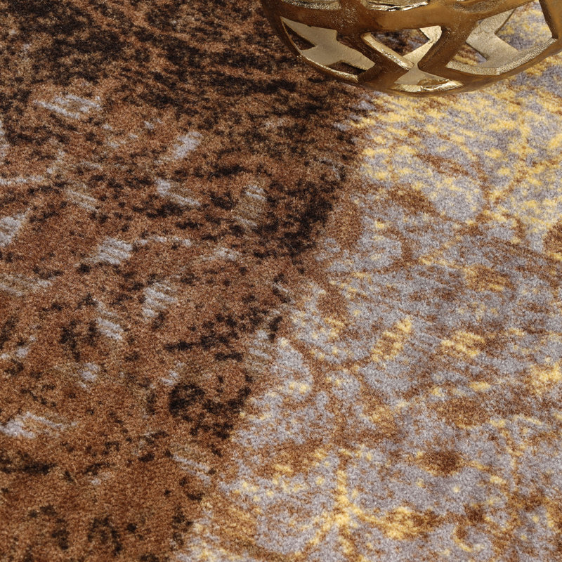 Hadley Damask Geometric Design 100% Nylon Non-Slip Indoor Area Rug, Rectangle 6' x 9'