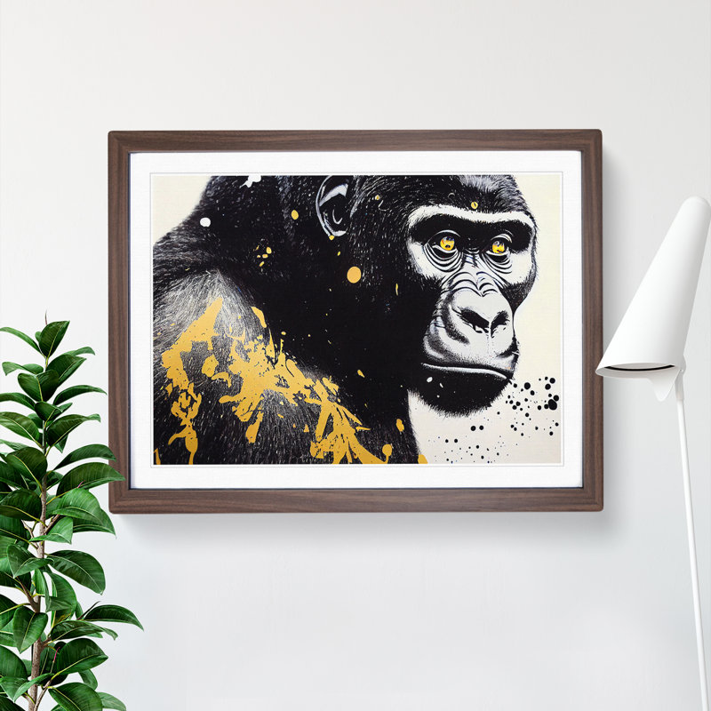 Gorilla Vol.1 - Single Picture Frame Print, 34cm H x 46cm W x 2cm D, Walnut Framed