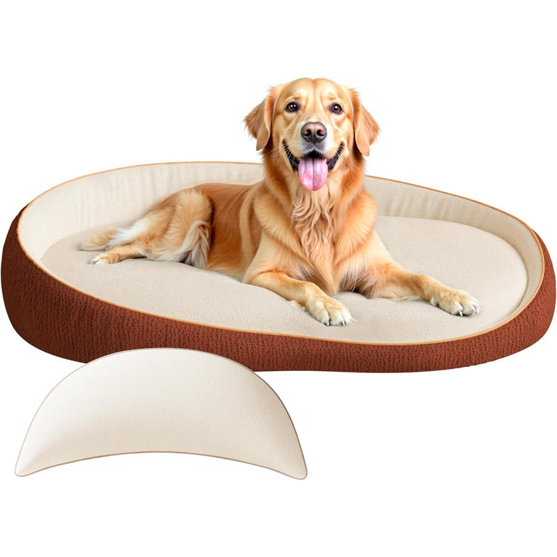 Orthopedic Microsuede Pet Bed, ‎Orange/Cream