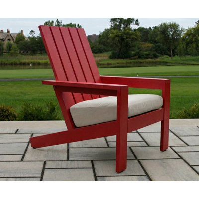 Adirondack Rhys en aluminium rouge avec coussin Sunbrella