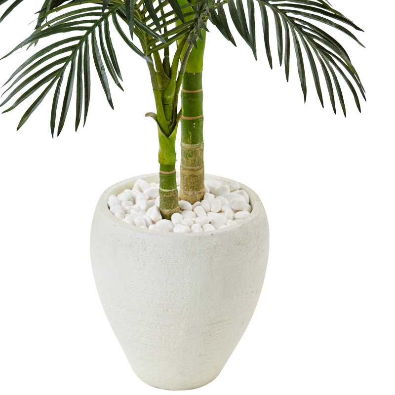 54'' Faux Palm Tree in Stone Planter