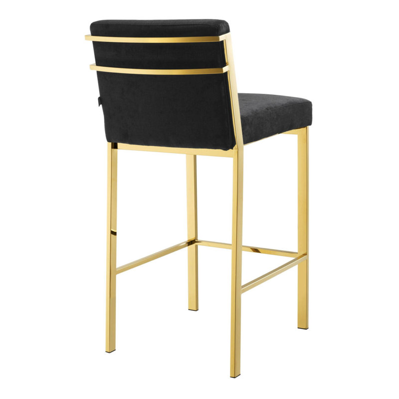 Scott Upholstered Stool with Metal Frame, Bar Stool (30” Seat Height), Gold