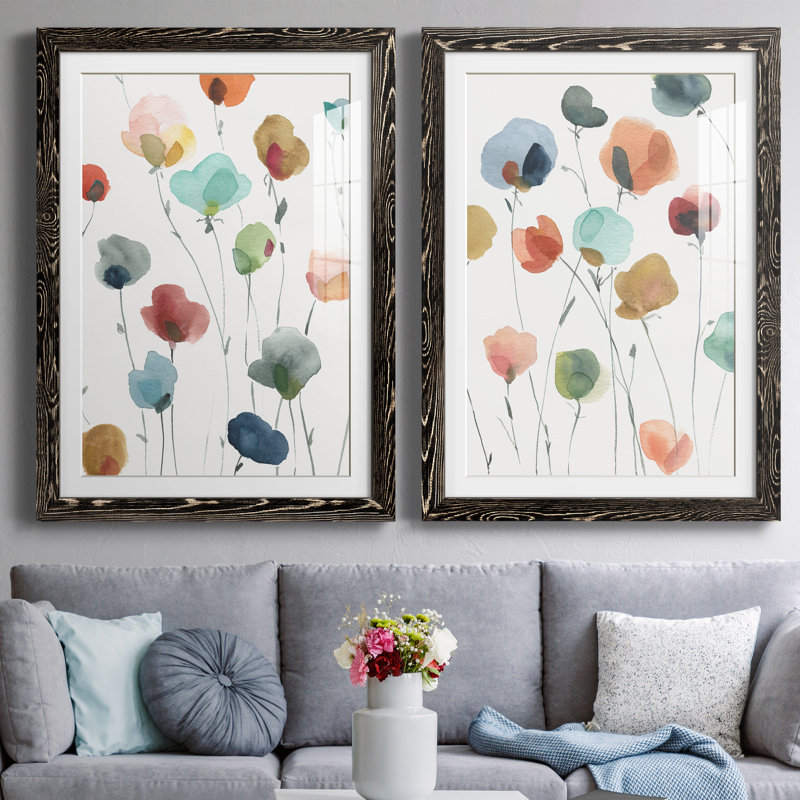 Ameelia Lollipop Garden I - ensemble de 2 peintures, Papier dans un cadre photo, H 44 po x l 31 po, Noir