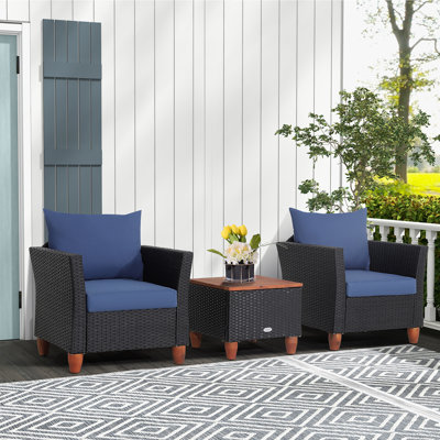 Joudy Acacia 2 - Person Patio Conversation Set with Cushions