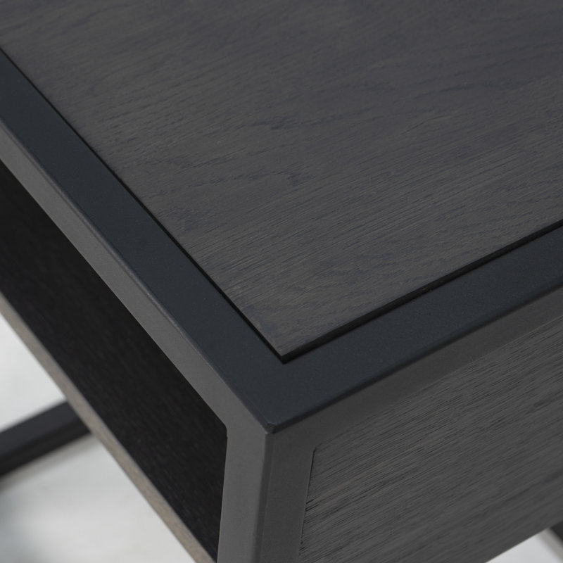 40cm W Steel Bedside Table, Grey