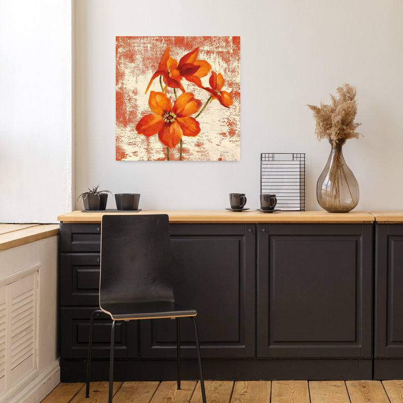Art contemporain fleur de bijou avec fleurs en fleurs, H 18 po x l 18 po