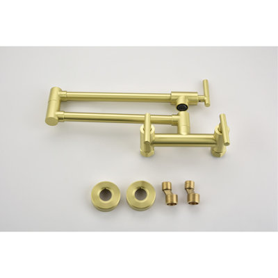 Pot Filler Faucet - Brass Construction, Both Hot Cold, 3 Handles 2 Holes, Arm Movement, Corrosion Kitchen Folding Filler, & Joint Swing Arm, Treatment