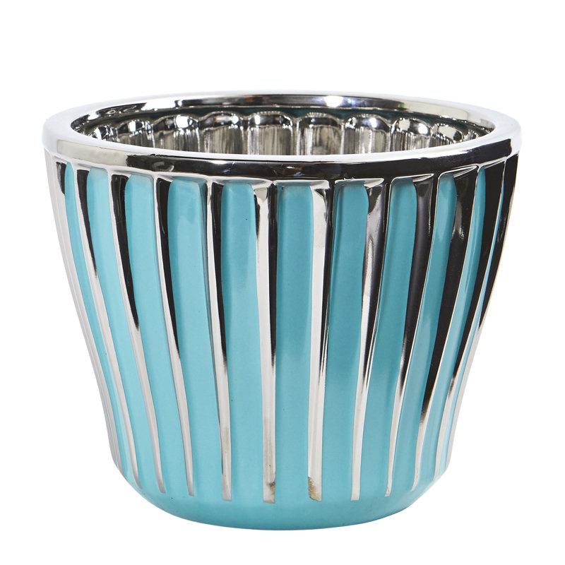 Vase de table en céramique Arvide, Sarcelle, H 6,25 po x l 7,5 po x P 7,5 po
