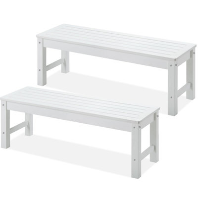 Outdoor Bench Patio Backless Bench Set of 2, Sturdy and Durable Garden Bench