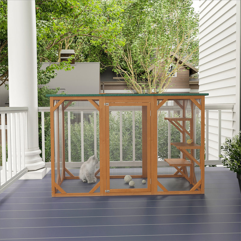 Outdoor Cat House With Multiple Features For Feline Comfort And Safety