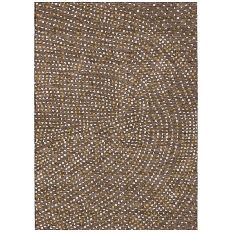 Brown Synthetic 9' x 12' Washable Non-Slip Area Rug