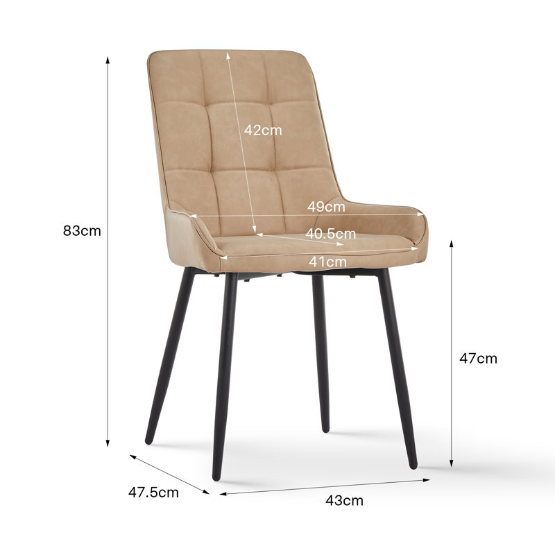 Edelgard Upholstered Metal Upholstered Back Side Chair, Khaki