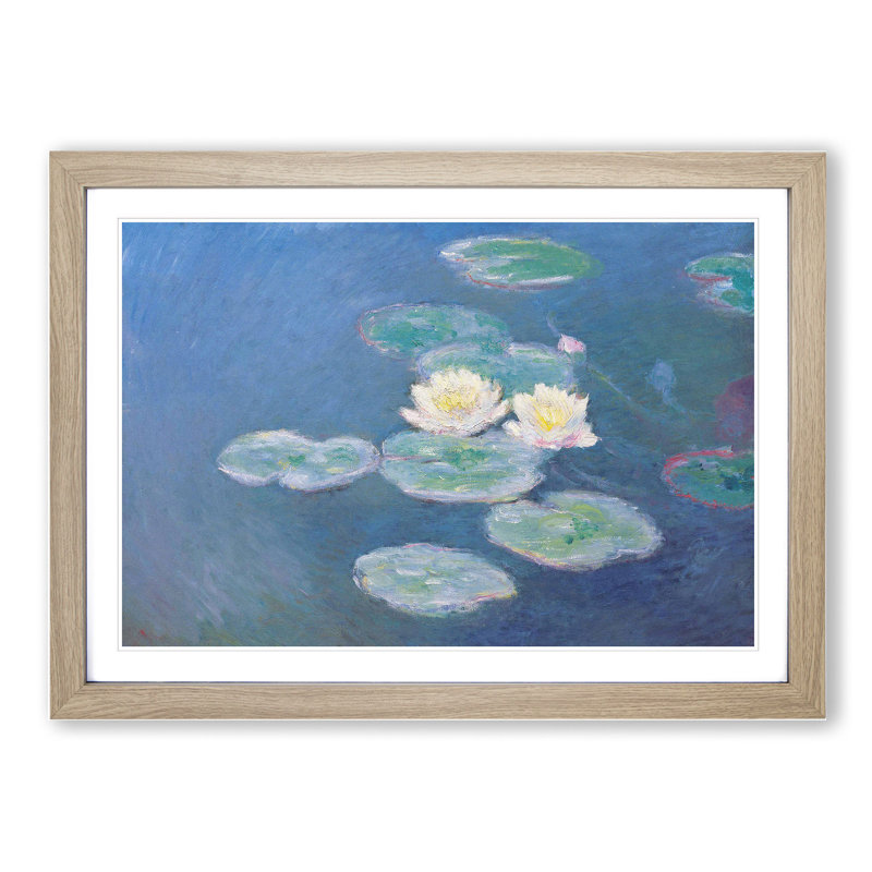 Water Lilies Lily Pond Vol.3 by Claude Monet - Picture Frame Painting, 48cm H x 65cm W x 2cm D, Oak