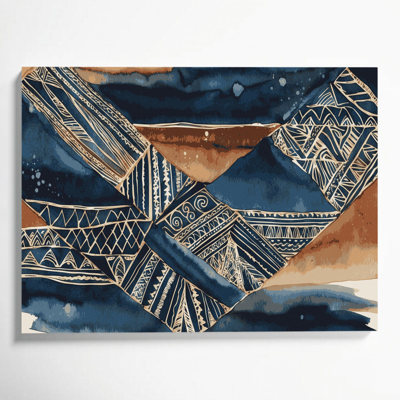 «Hawaiian Kapa Designs», art mural sur toile grise, H 11 po x l 14 po