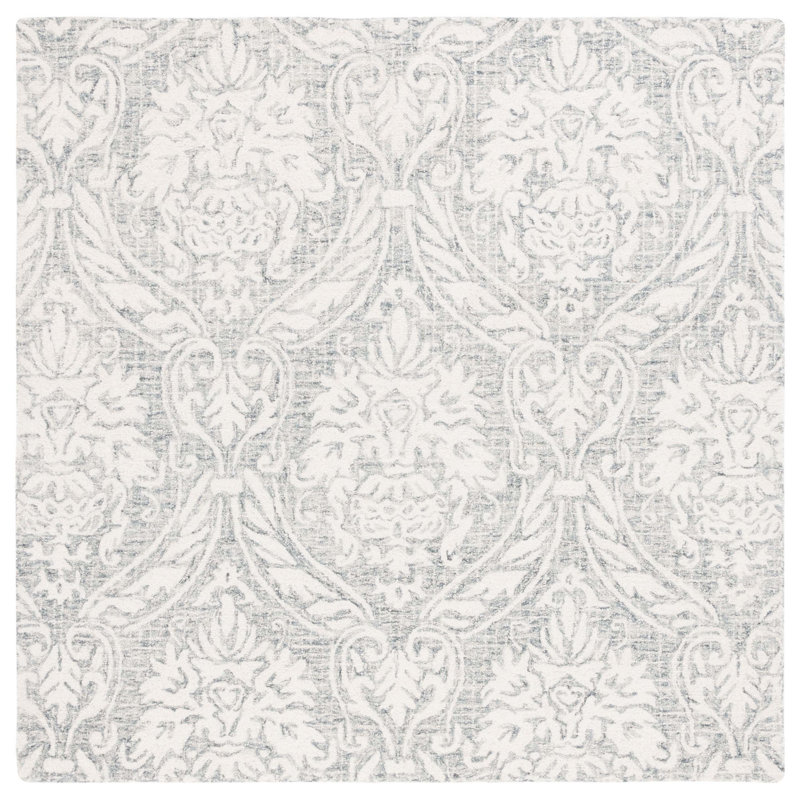 Tapis abstrait ivoire / gris Ladwige 204, Carré de 6 pi