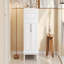 Meuble-lavabo autoportant de 48 po avec lavabo en marbre blanc, pieds dorés, 3 tiroirs et 2 portes, pré-assemblé, noir-118401247