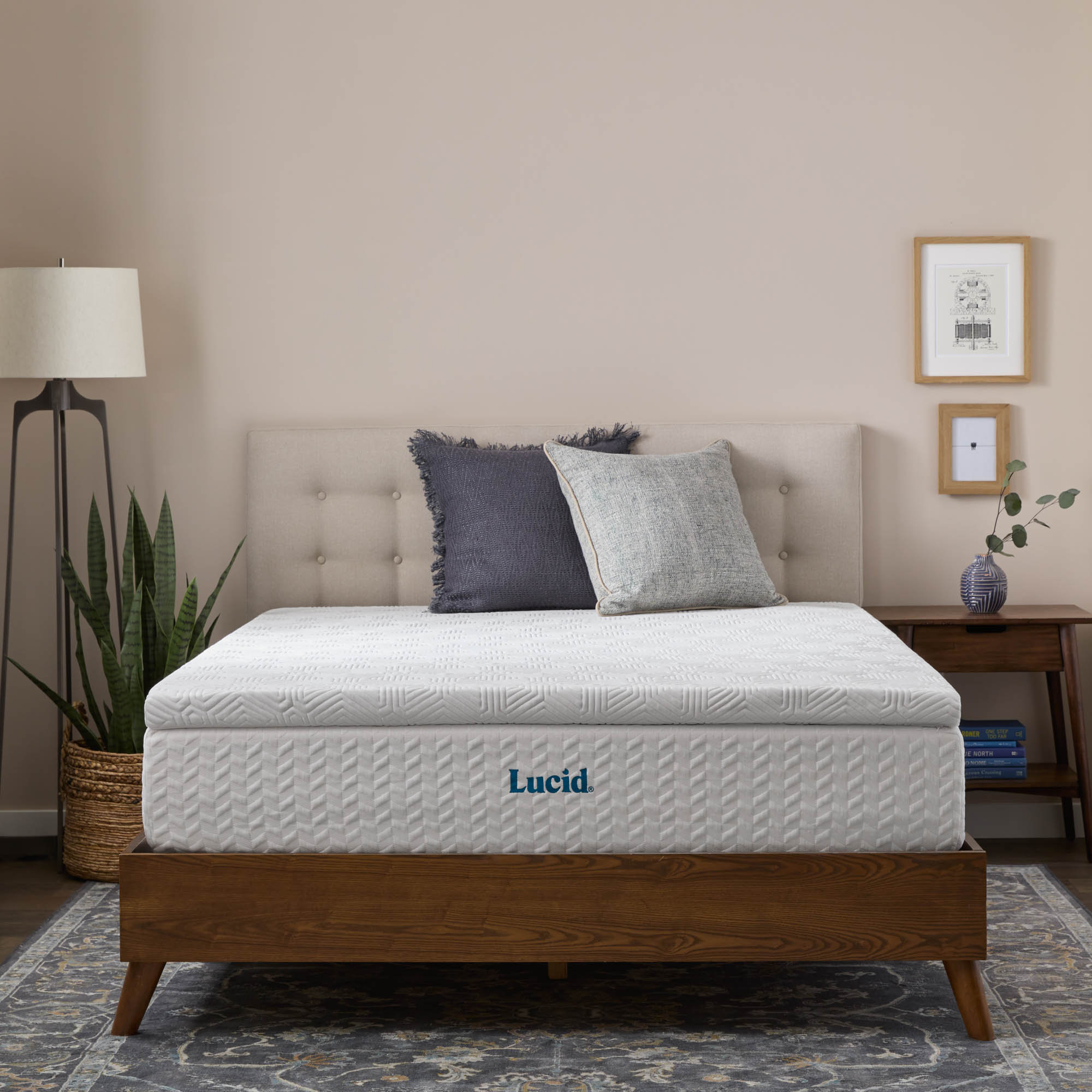 Lucid Comfort Collection 2 Inch Bamboo Charcoal and Gel Memory Foam