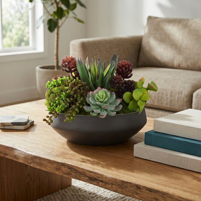 Agave, Succulent and Sedum Arrangement in Fiberstone Vase