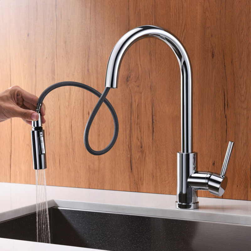 Single Handle Two Modes Pull-down Kitchen Faucet, Chrome