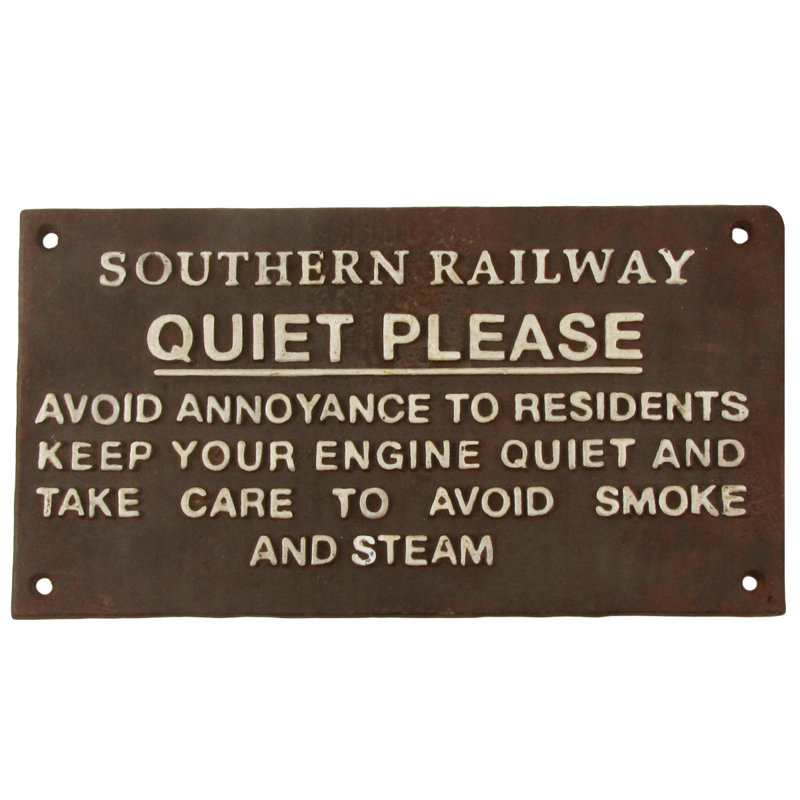 Antique Metal Quiet Please Engineer Train Sign - Thumbnail 2