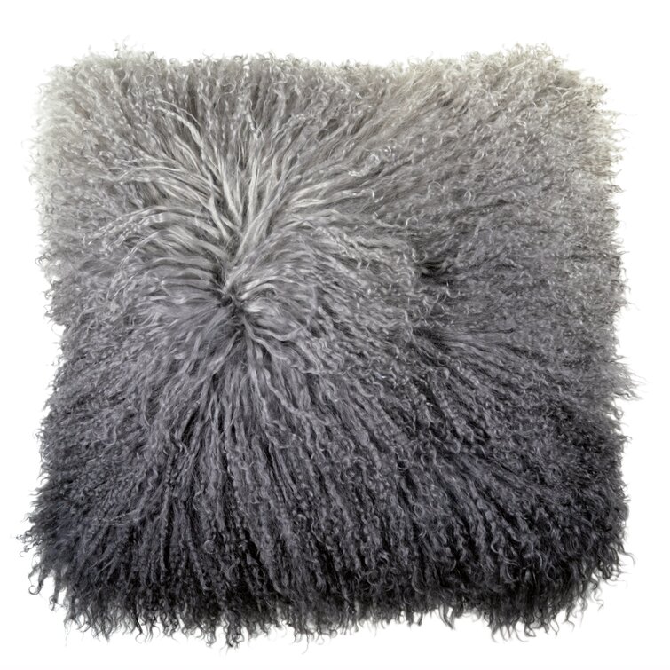 Dip Dye Square Faux Fur Pillow Cover & Insert