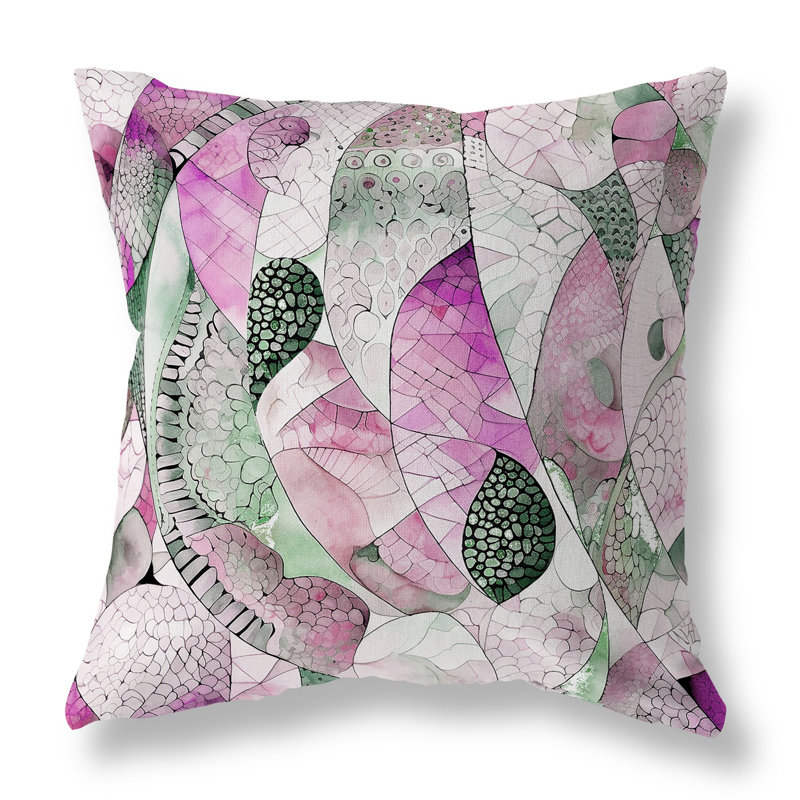 Purple and Green Abstract Square Indoor/Outdoor Pillow