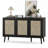 Sideboard Buffet Cabinet with 3 Rattan Doors-59821203-46512585