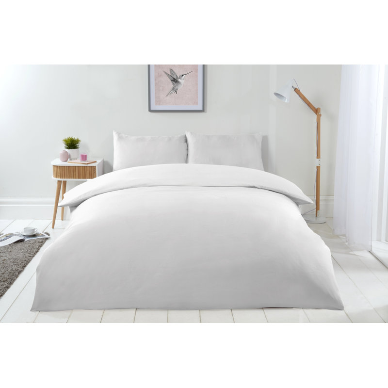 Kirke Polyester No Pattern Duvet Cover Set with Pillowcases, Single - 1 Standard Pillowcase, White
