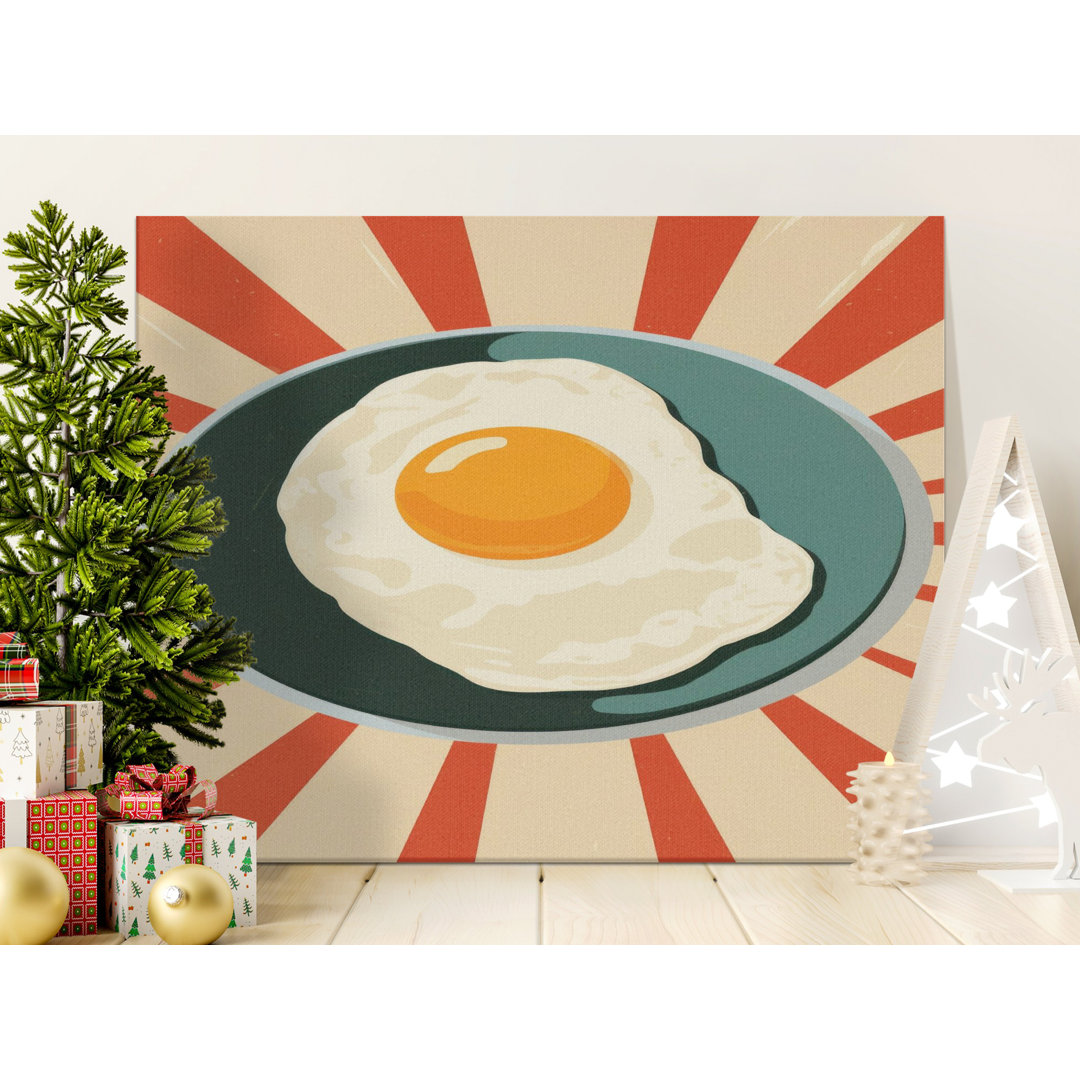 Fried Egg Canvas Print, Retro Diner Kitchen Wall Art, Sunny Side Up Breakfast Decor, Foodie Gift, Vintage Pop Art Kitchen Canvas