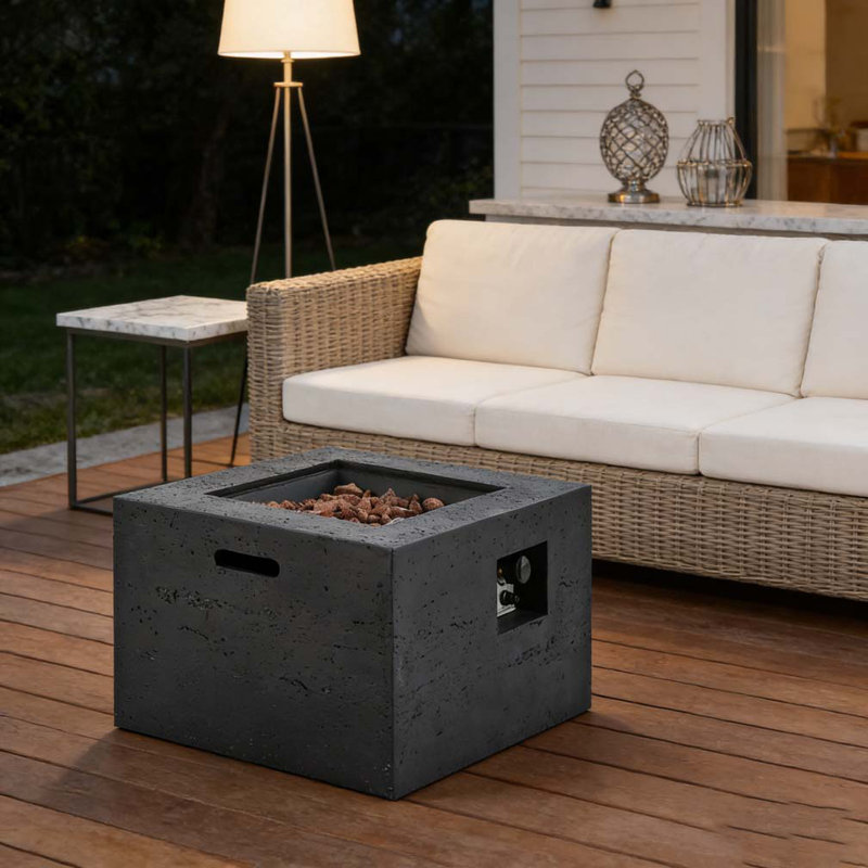 Outdoor Square Fire Pit, Black