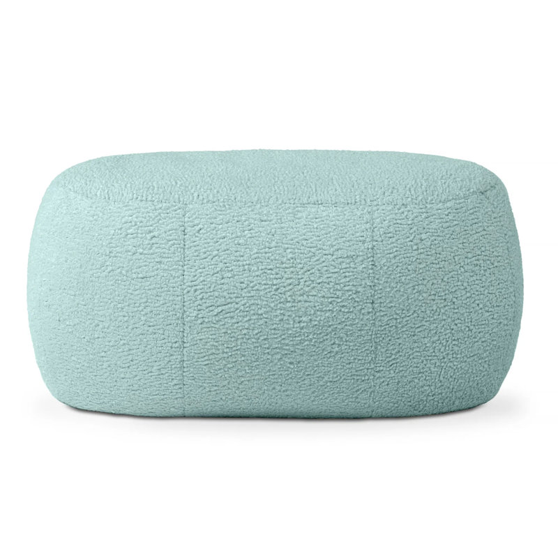 Pouf ottoman ovale en fausse fourrure d'agneau vert minéral, repose-pieds multifonctionnel rempli de microbilles, siège d'appoint pour une décoration intérieure moderne