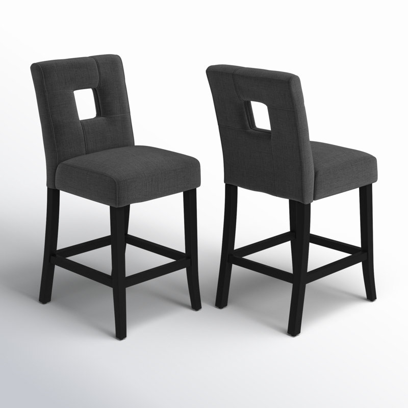 Aayush 26.25" Counter Stool, Dark Gray Linen