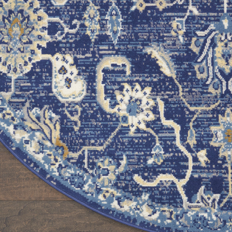 Tapis bleu marine d'inspiration persane, Rectangle 8 pi