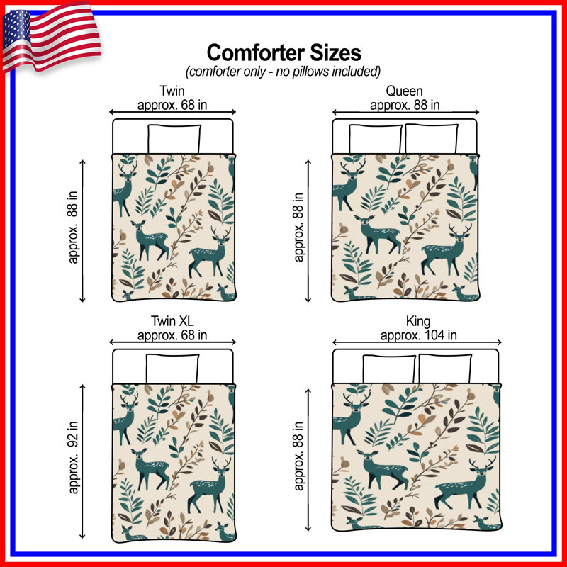 Deer And Leaves Pattern Comforter, Twin Extra Long