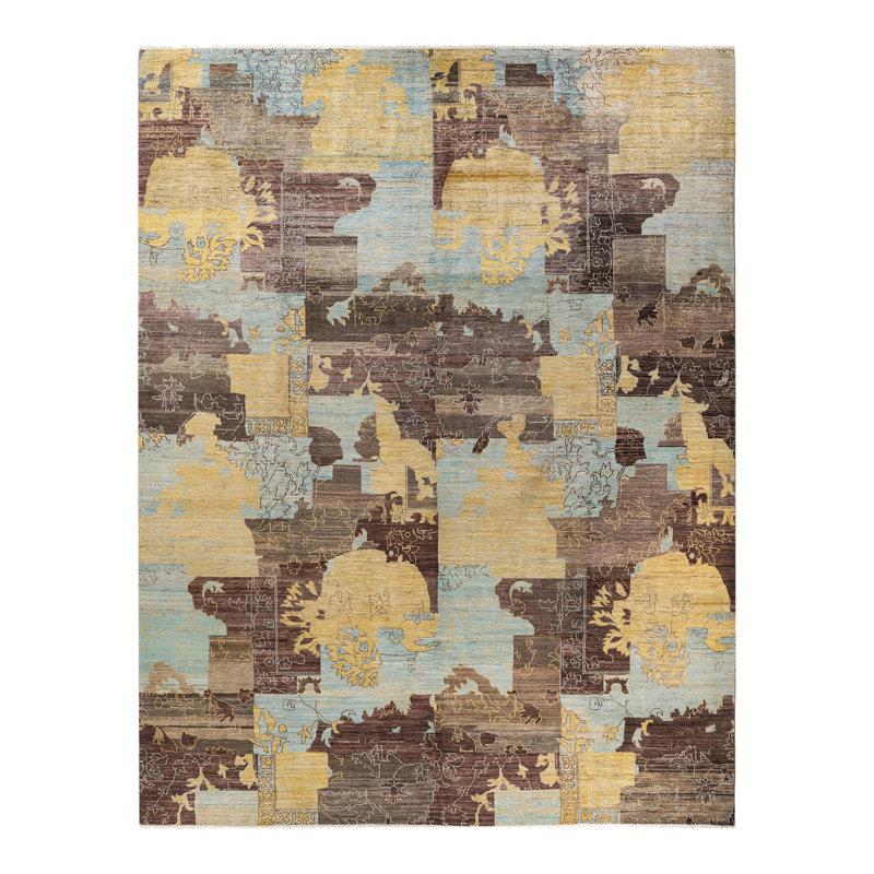 Tapis unique en laine noué à la main 10 pi x 13 pi 3 po nouvel âge Kertina