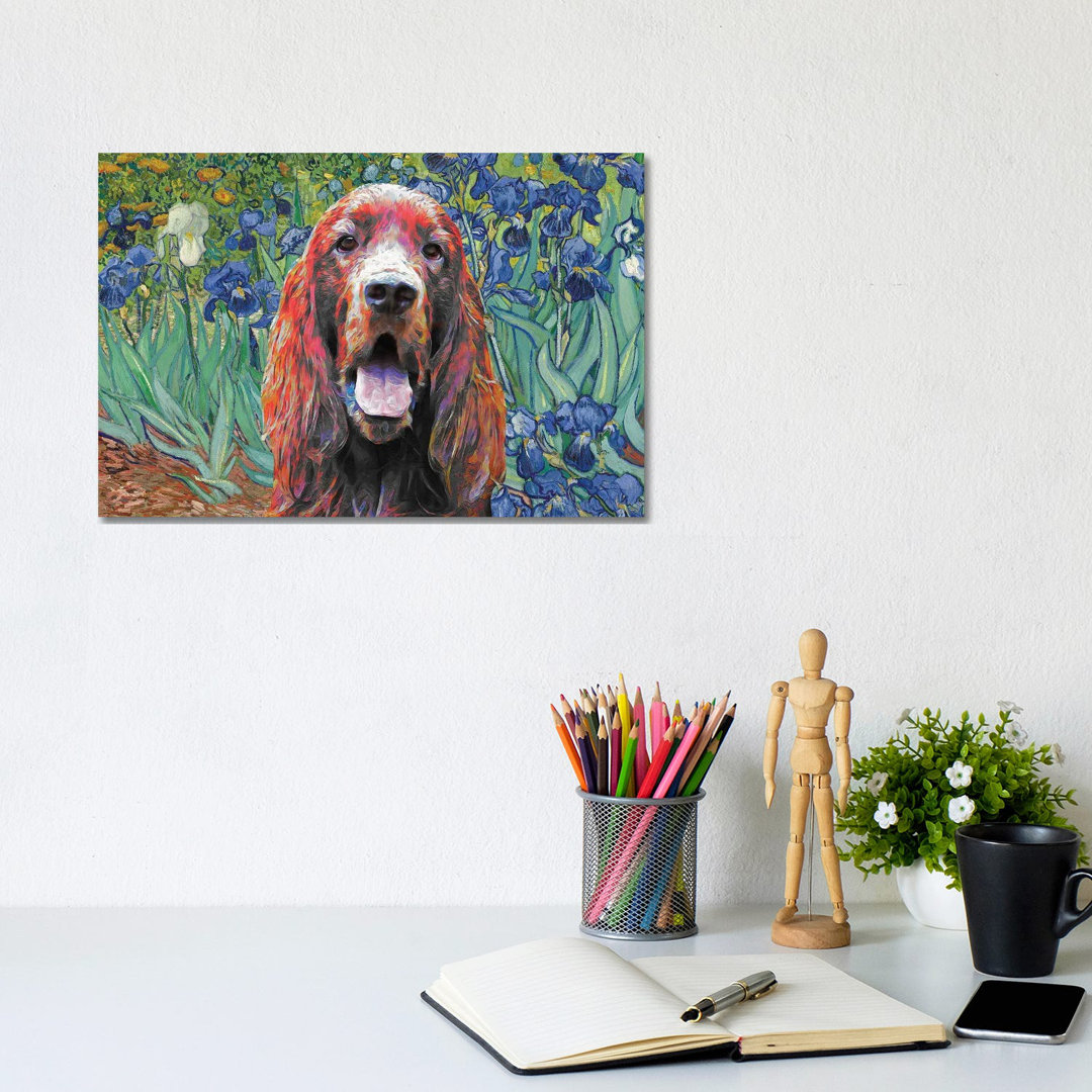 Irish Setter Irises by Nobility Dogs - Wrapped Canvas Art Prints