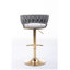 Ensemble de 2 tabourets de bar, avec repose-pieds chromé et base pivotante à hauteur réglable en velours + tabouret de bar simple à pattes dorées - gris-504950256-504950257