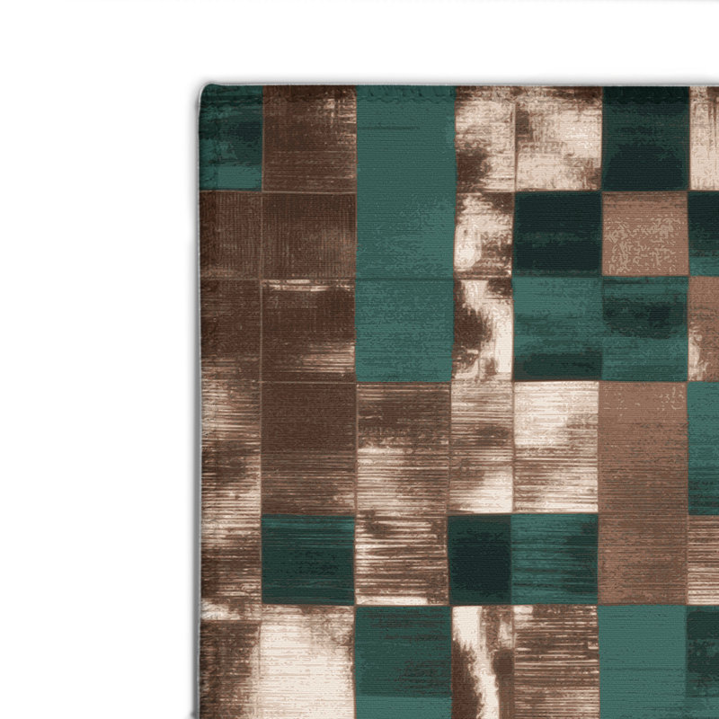 Tapis d'intérieur et d'extérieur à carreaux vert, Rectangulaire 2 pi x 3 pi