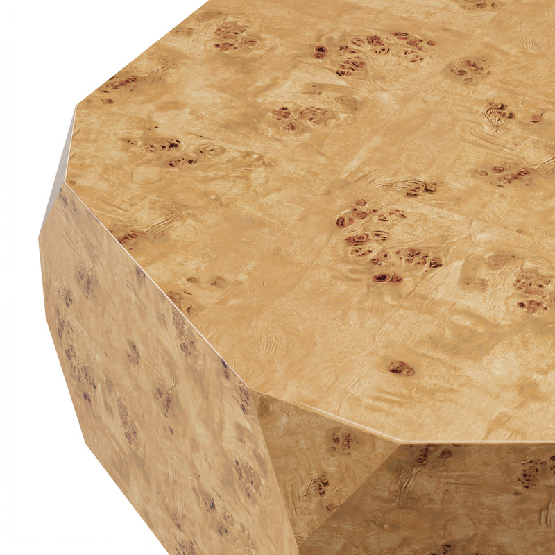 Table basse en bois massif 39 po, 13.9"Hx39.4"Wx39.4"D, Beige