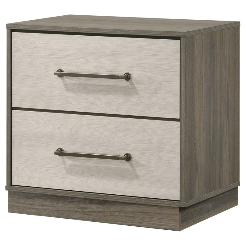 Edmondson Grey Oak 2-Drawer Nightstand, Gris